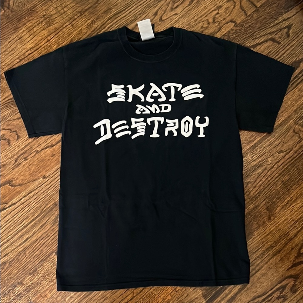 Thrasher Skate and Destroy Black Graphic T-Shirt